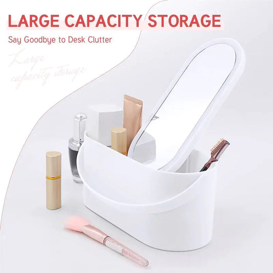 Portable Makeup Organizer with LED Light & Mirror